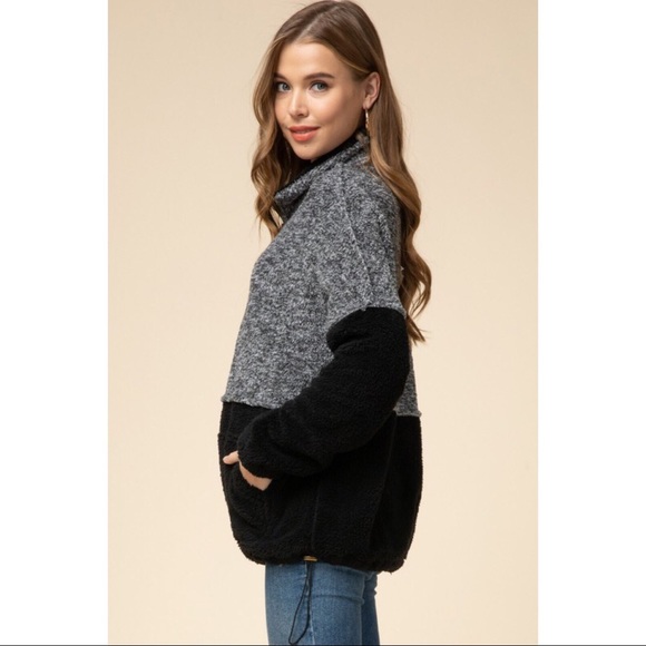 LAST ONE! Color Blocked Sherpa Pullover - Picture 2 of 3